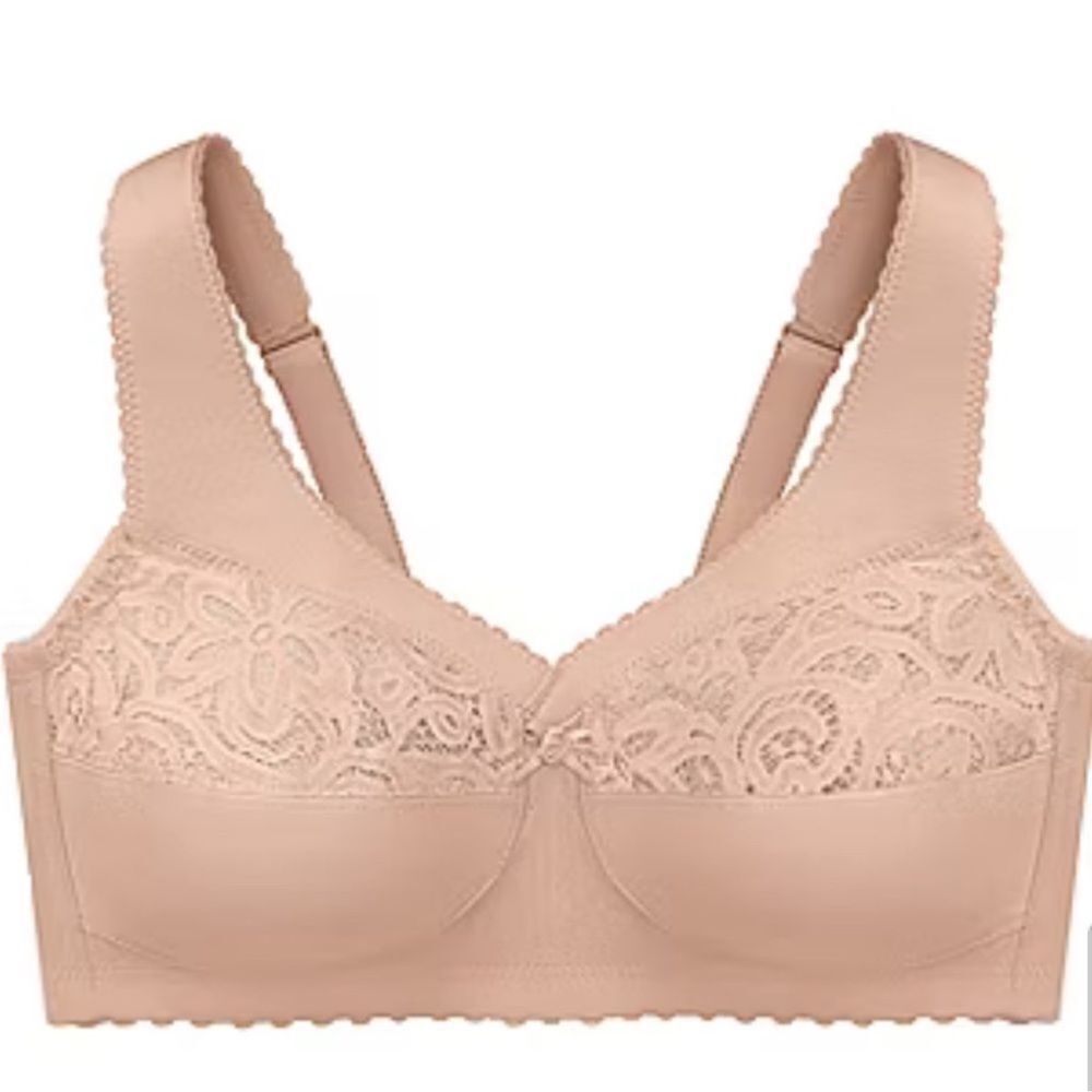 Glamorise Cotton Magic Lift Support Unlined Wireless Full Coverage Bra- Size 46D